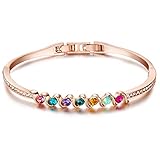 Menton Ezil Candy 18K White Gold Plated Seven Stones Bangle Bracelets Swarovski Jewelry - Gift for Her