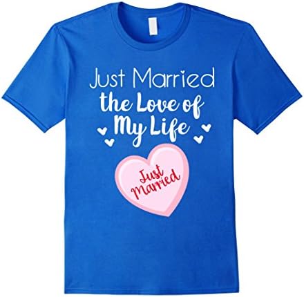 Men's Just Married the Love of My Life Wedding Bride Groom T-Shirt XL Royal Blue