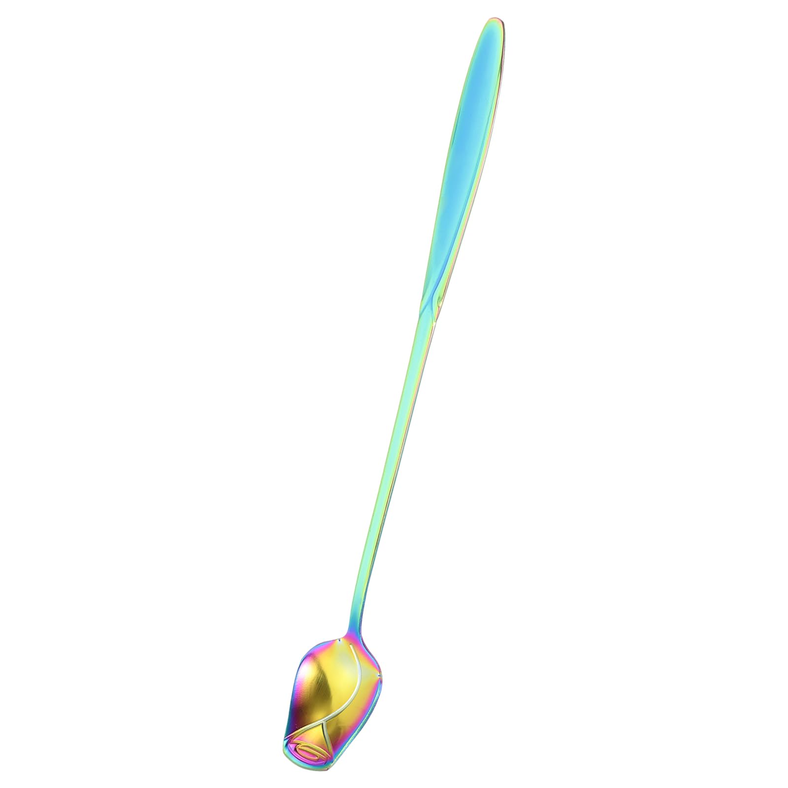 uxcell 7 Inch Stainless Steel Coffee Spoons Rose Flower Shape Spoons Ice Tea Spoon Dessert Spoon for Sugar Cake Stirring Mixing, Colorful