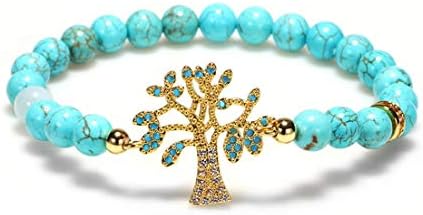 YIYIYYA Ladies'Bracelets Turquoise Micro-Zircon Hollow-Out Tree Modelling Fashion Design Wedding Jewelry Tourist Beach Jewelry Ladies' Jewelry