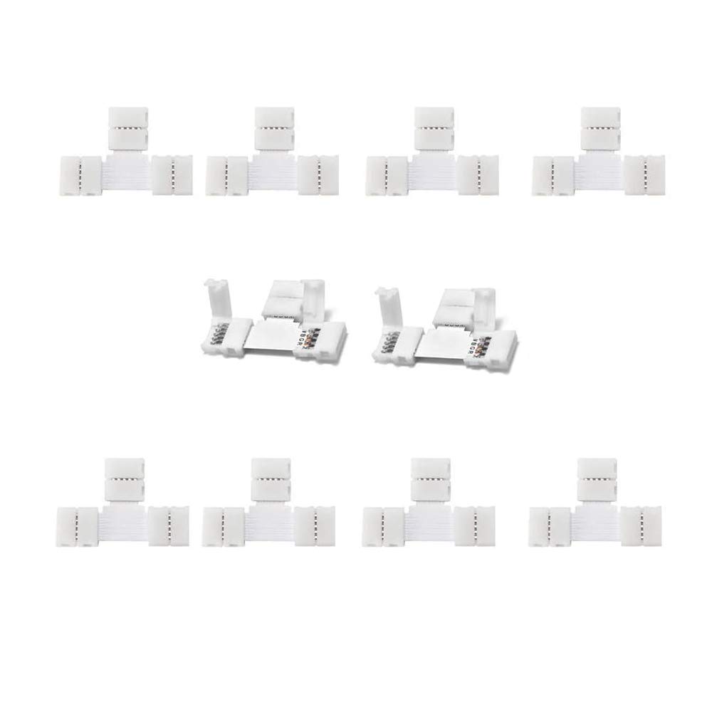 zuchini T-Shape 5 pin RGBW Solderless Connector 5-Conductor for 12mm Wide SMD 5050 RGBW RGBWW LED Strip LED Tape LED Rope Lights in Kitchen Cabinets RV etc. (10pcs)