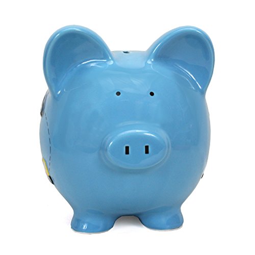 Child to Cherish Piggy Bank Large, Blue Construction