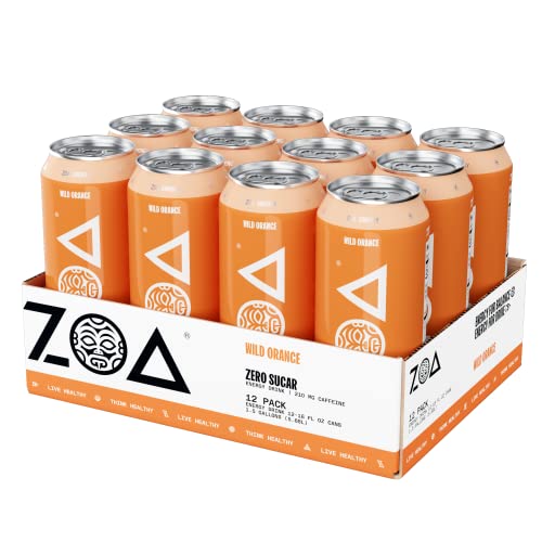 ZOA Zero Sugar Energy Drinks Healthy Energy Formula with Vitamins, Electrolytes, Antioxidants