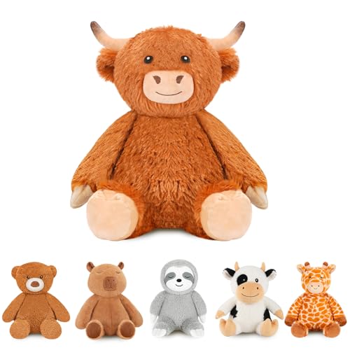 Finebee Weighted Stuffed Animals Highland Cow Plush Heated Microwavable Weighted Plushies Stuffy Lavender Scented Highland Cow Stuffed Animal Calming Gift for Kids and Adults at Amazon