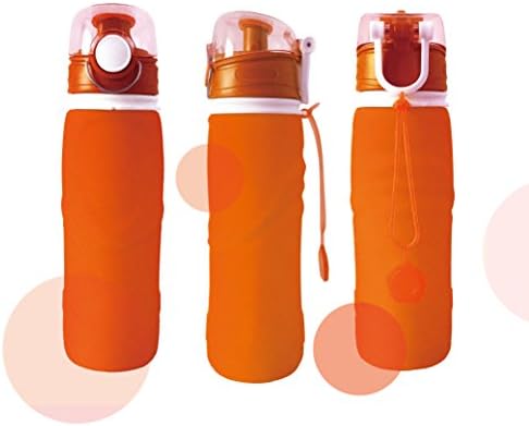 Collapsible Silicone Sports Water Bottle, Large Capacity 26 oz (750 ml), Drinking Water Kettle for Outdoor Hiking Camping Running Traveling (Orange)