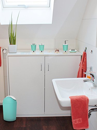 Bathroom Accessories Set,6 Piece Plastic Bath Ensemble Includes Toothbrush Holder,Toothbrush Cup,Soap Dispenser,Soap Dish,Toilet Brush Holder,Trash Can for Decorative Bath and Housewarming Gift-Mint