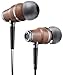 Symphonized NRG X Premium Genuine Wood Earbuds, in-Ear Noise-Isolating Headphones, Earphones with Angle-Fit Ear Tips, in-line Microphone and Volume Control, Stereo Earphones (Black&White)thumb 1