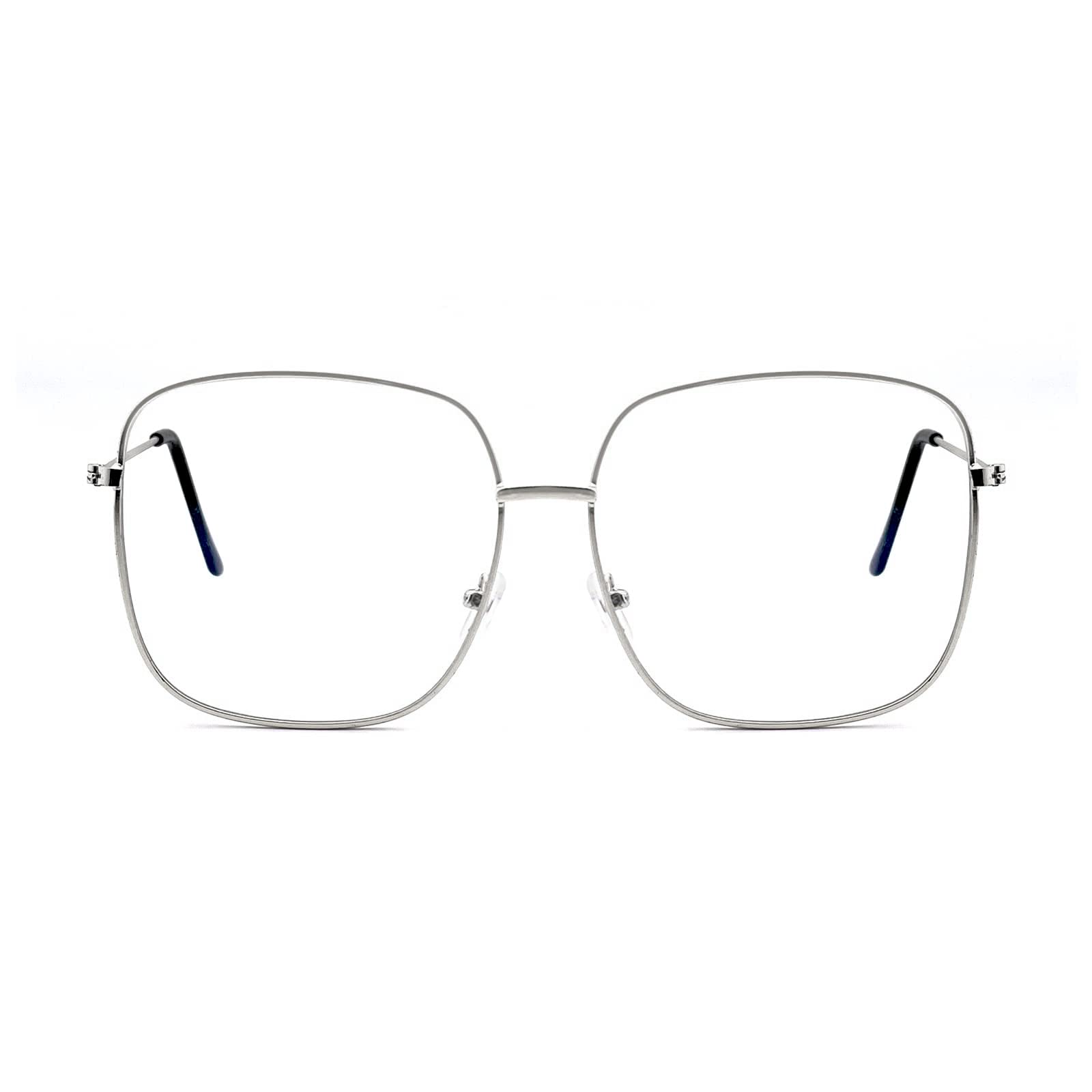 KAEOISFU Oversized Fashion Square Metal Reading Glasses Women Men, Large Blue Light Blocking Computer Readers, Anti Glare Extra Big Wide Frame Eyeglasses — image 1