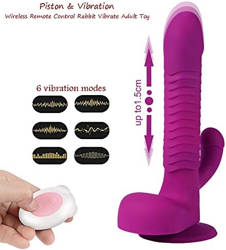 Automatic Lifelike-Stimulation Toys Six Toy Multiple Piston and Frequency Modes & Wireless Remote Control Rod with Hands-Free Suction Cup (Purple)