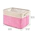 EZOWare Set of 3 Large Canvas Fabric Tweed Storage Organizer Cube Set W/Handles for Nursery Kids Toddlers Home and Office - 15 L x 10.5 W x 9.4 H -Pink
