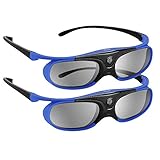 BOBLOV DLP Link 3D Glasses Active Shutter 144Hz Rechargeable 3D Eyewear for All DLP-Link 3D Projectors Compatible with BenQ, Optoma, Dell, Acer, Vivitek, Viewsonic DLP Projector (Blue-2 Pcak)