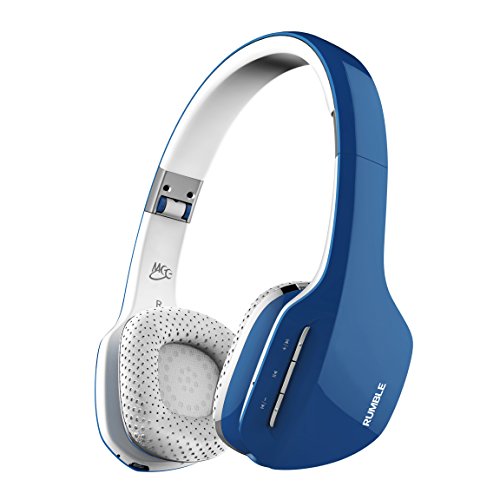 MEE audio Rumble AF80 Enhanced-Bass Bluetooth Wireless Stereo Headphones with Headset Functionality (Blue/White)