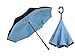 Inverted Umbrella Double Layer Windproof UV Protection Sun&Rain Car Reverse folding Umbrellas Cute Travel Umbrella Manually Rain Windproof Anti-UV Star Flower Umbrella for Easy Carrying Pure-Blue
