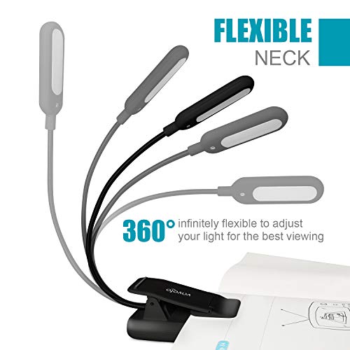 VAVOFO USB Reading Light for Bed Kids, 7 LED Book Light with 9-Level Warm Cool White Daylight, Eye Care Lamp with Power Indicator for Kindle Bookworms (Black) - Thumbnail 4