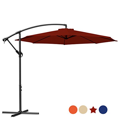 MASVIS 10 Ft Offset Cantilever Umbrella Outdoor Table Market Hanging Patio Umbrellas & Crank ...