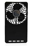 Welltop® Mini Mirror Fan Handheld Pocket Fan Electric Personal Fans 3 Speeds Portable Mini USB 18650 Rechargeable Emergency Power Bank Ultra-thin Summer Fan (Black)