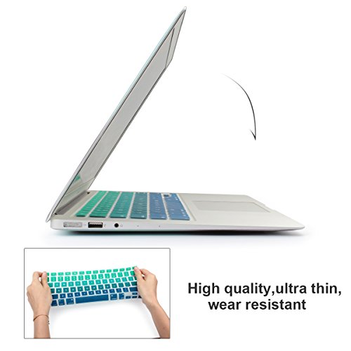 Batianda Spanish ESP New Ombre Color Keyboard Cover Protector Waterproof Silicone Skin for MacBook Air 13" Mac Pro 13" 15" 17" (with or without Retina Display) (Green Gradient)