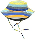 i play. Baby Reversible Bucket Sun Protection Hat, Gray/Multi Stripe, 9-18 Months