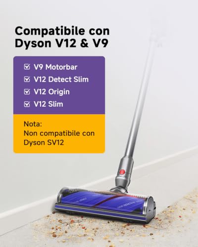 Anti-Tangle Motorized Brush for Dyson V12 Detect Slim / V12 Origin /V9 Motorbar - Direct Drive Replacement Head, Turbo Accessory for Hard Floors | Brush for Dyson V12 Detect Slim / V12 Origin /V9 Motorbar Vacuum Cleaner