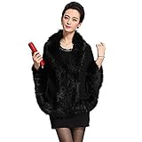Roniky Women Luxury Bridal Faux Fur Shawl Wraps Cloak Coat Sweater Cape