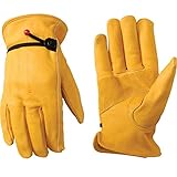 Men's Leather Work Gloves with Adjustable Wrist, Large (Wells Lamont 1132L)