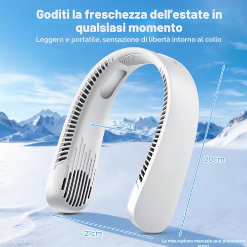 Silent Neck Fan, Portable 3 Speed Adjustable Neck Fan, Rechargeable Neck Fan Suitable for Office, Travel, Shopping, Sports and Summer Gift