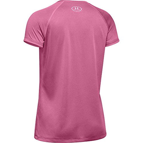Under Armour girls Big Logo Solid Short Sleeve T-Shirt, Pace Pink (669)/Pink Fog, Youth Medium