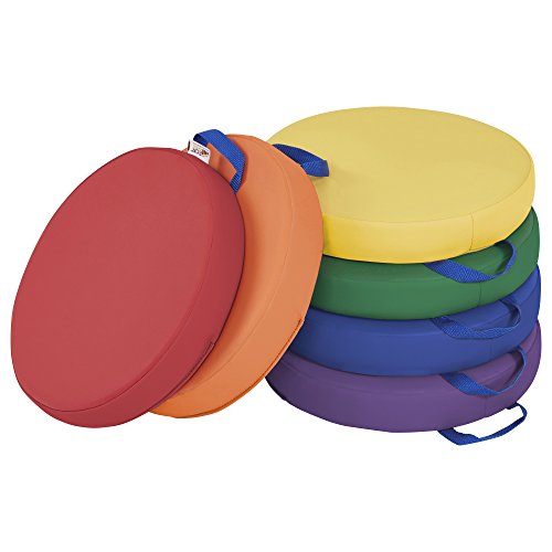 ECR4Kids SoftZone Floor Cushions, Round, Flexible Seating, Assorted, 6-Piece