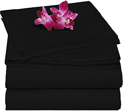 #1 Bedding Brushed Microfiber 1800 Bedding - Soft Luxury Reversible Bed Sheet Set -Hypoallergenic,Wrinkle Free, Stain Resistant -4 Piece Sheets set with 16" Deep Pocket -KING(BLACK) by Steffani