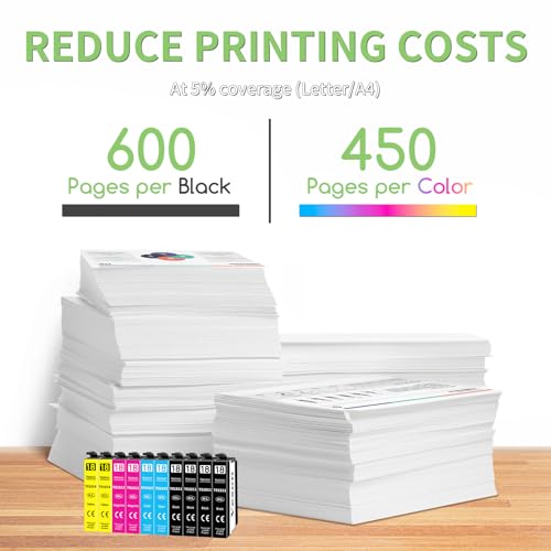 Veson 18XL Ink Cartridges Compatible with Epson XP 322 for XP-215 XP-205 XP-225 XP-305 XP-325 XP-422 XP-405 XP-415 XP-425 XP-315 XP-312 XP-412 XP-102 (Pack of 10)