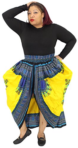 African Planet Women's Dashiki elastic waist balloon skirt