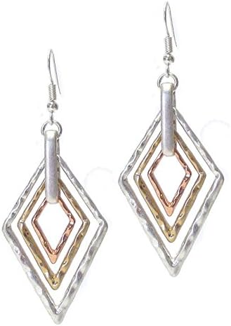 Hammered Multi Diamone Metal Earring (W3T)