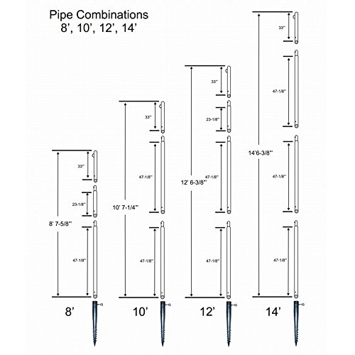 In-Ground POLE for Barrier Netting Installations: 14' Tall (1 pole), Steel, w/Ground-Sleeve