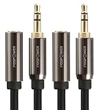 FosPower (15 Feet 2 Pack) 3.5mm Male to 3.5mm Female Stereo Audio Extension Cable Adapter [24K Gold Plated Connectors] for Apple, Samsung, Motorola, HTC, Nokia, LG, Sony & More