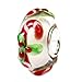 Queenberry Sterling Silver Candy Stick Christmas European Style Glass Bead Charm