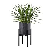 FaithLand Metal Plant Stand, Mid Century Planter Stand, Weather Resistant Potted Plant Holder, Black, Hold Up to 10 Inch Planter(Planter Not Included)