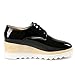 Lucksender Womens Square Toes Lace Up Platform Wedge Heels PU Oxford Shoes