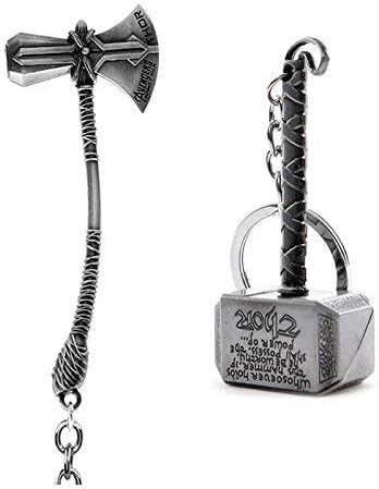 Amaya Multicolour Marvel Avengers Infinity War Thor Axe Metal Hammer Keychain - Pack of 2
