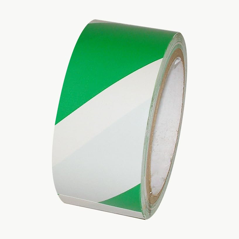 JVCC HZ-8 Hazard Warning Tape: 2 in. x 18 yds. (Green with White stripes)