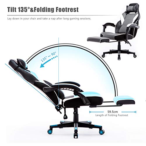 IntimaTe-WM-Heart-Silla-Gaming-con-Respaldo-Alto-Silla-Ergonomica-de-Juego-Silla-Giratoria-Almohadillas-y-Reposapies-Gris