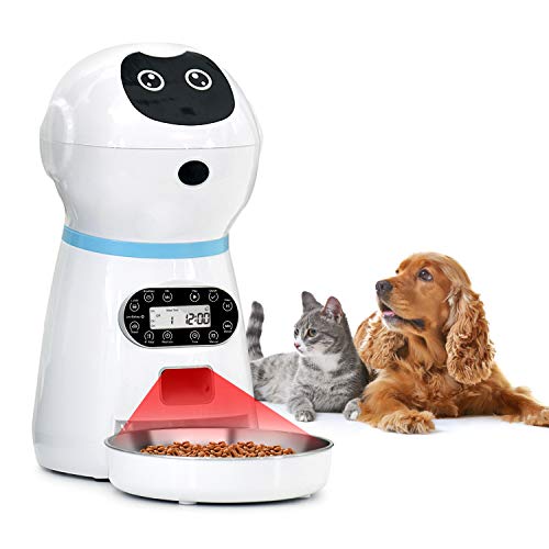 NautyPaws Automatic Cat Food Dispenser, 118oz/3.5L Stainless Steel Pet Food Feeder Timer Programmable Dog Feeder with Voice Recorder & Speaker, Portion Control Up to 4 Cups Meal/Day