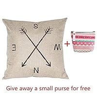 Iuhan Fashion Compass Linen Throw Pillow Case Cushion Cover Home Decor+Wallet