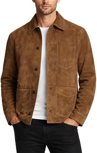 FLAVOR Mens Casual Leather Baseball Bomber Jacket Suede Varsity