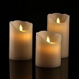 Antizer Flameless Candles 4" 5" 6" Set of 3 Ivory Dripless Real Wax Pillars Include Realistic Dancing LED Flames and 10-Key Remote Control with 24-Hour Timer Function 400+ Hours by 2 AA Batteries