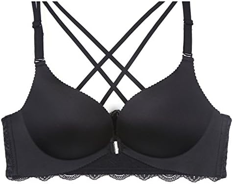 Cross-back bra shoulder straps with beauty/wireless pop-up bra/ seamless buckle lace underwear before-A 75B