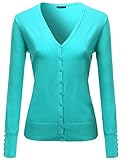 Basic Solid V Neck Sweater Cardigans Mint Size M