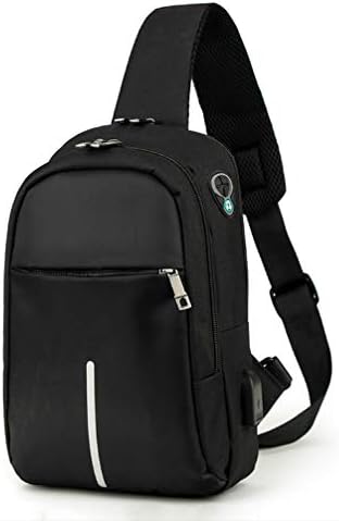 Mens Sling bag Anti Theft Crossbody Backpack 7.9inch Small Waterproof Chest Sling Bags with Packet Usb Charging Shoulder Bag (Black)