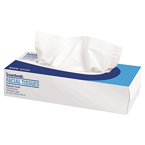 Boardwalk 6500 Office Packs Facial Tissue, Flat Box, Box of 100 Sheets (Case of 30 Boxes)