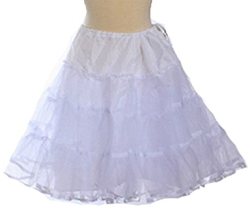 Big Girls Bouncy Fluffy Petticoat Skirt Extra Fullness To Dress (91A4G) White XL