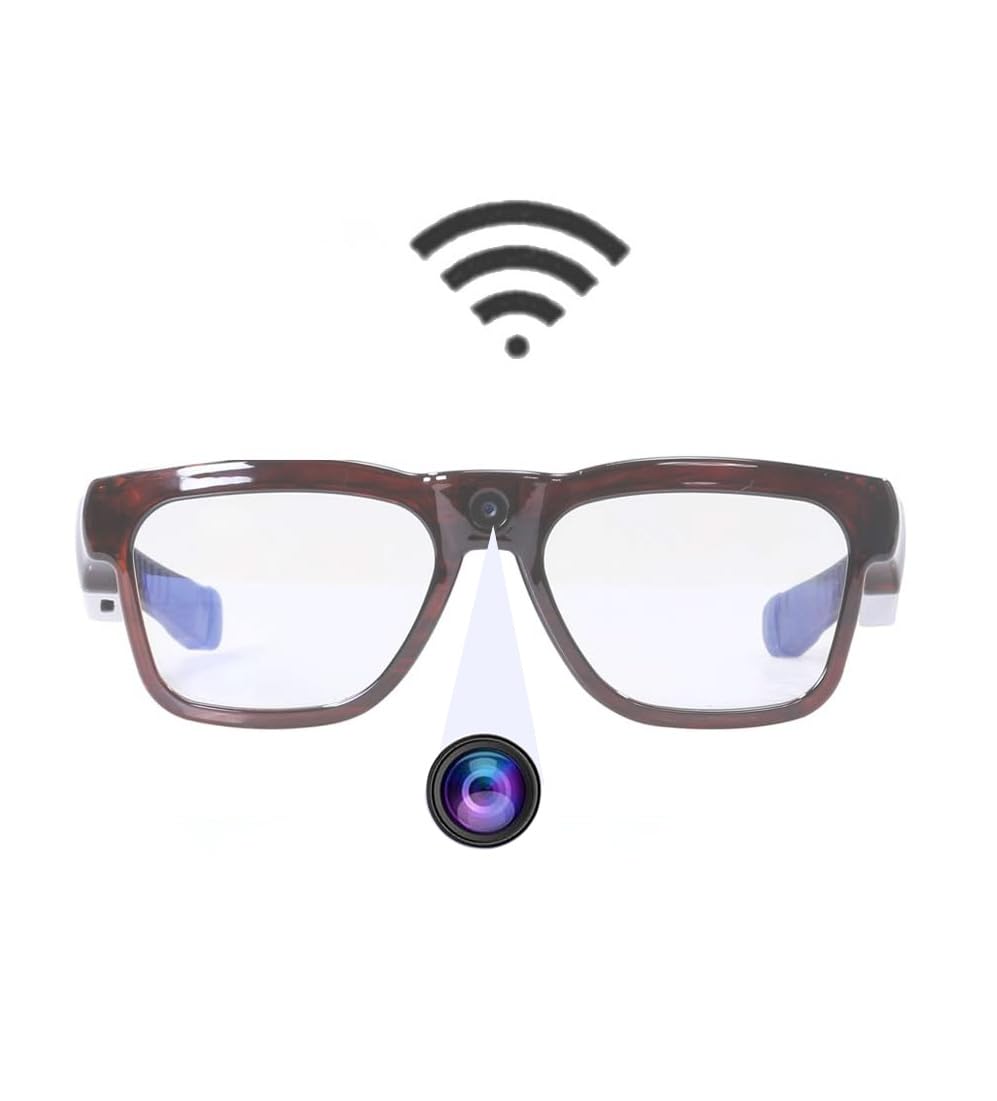 OhO 64GB WiFi Camera Glasses,Streaming Videos & Photos from Glasses to App with Ultra Full HD Camera and Blue Light Blocking Lens
